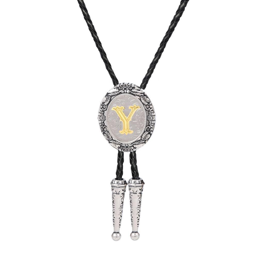 6694 Initial Letter Bolo Tie Custom Engraved Western Necktie with Unique